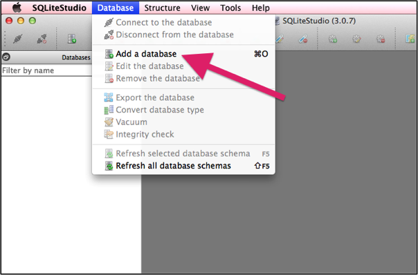 create sqlite database using sqlitestudio